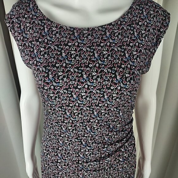 Loft Women's Floral Blue, Pink, and White Flowers Lined Midi Dress Size Medium - Picture 2 of 10